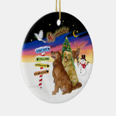 Weihnachten - Zwei goldene Retrievers Keramik Ornament (Rechts)
