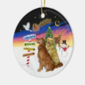 Weihnachten - Zwei goldene Retrievers Keramikornament (Links)