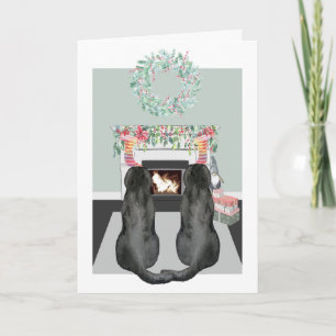 Weihnachten zwei schwarze Labrador Hunde Feuerplat