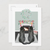 Weihnachten zwei schwarze Labrador Hunde Feuerplat (Vorne/Hinten)