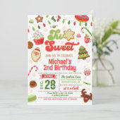 Weihnachten Zwei süße Geburtstagsfeier Einladung (Stehend Vorderseite)