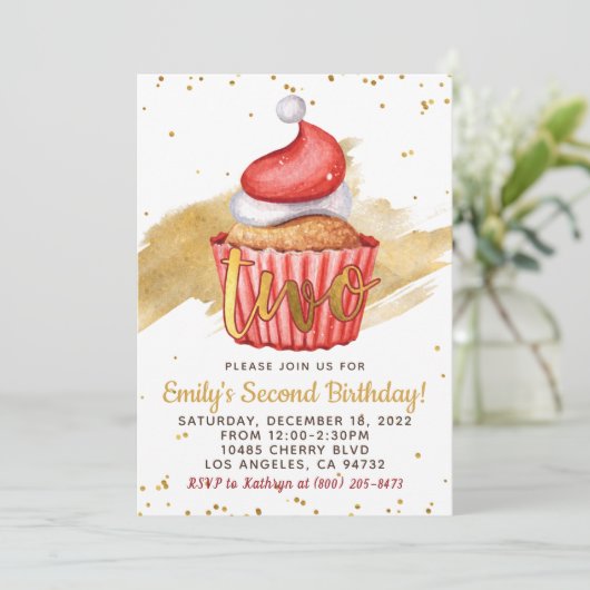 Weihnachten Zweite Geburtstagseinladung Einladung (Stehend Vorderseite)