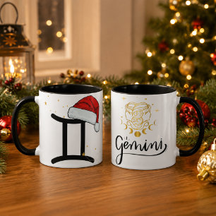 Weihnachten Zwillinge Zodiac Santa Hut Tasse