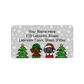 Weihnachten - Zwillingsjunge Labrador Welpen Adressaufkleber (Vorne)