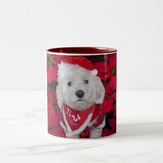 WeihnachtenBichon Frise Hund Zweifarbige Tasse (Mittel)
