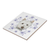Weihnachtenblättert niedliche Westie Hundekunst Fliese (Seite)