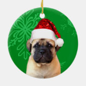 Weihnachtenbullmastiff Welpe Keramik Ornament (Hinten)