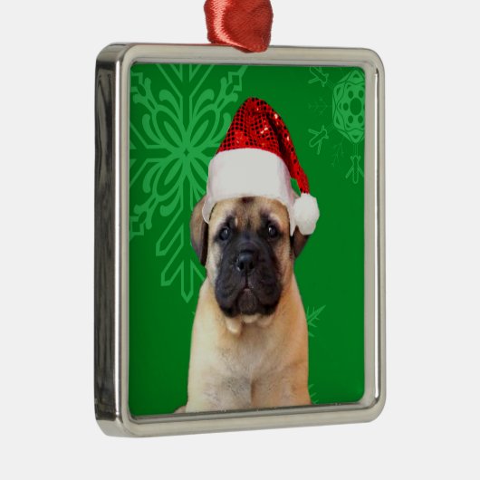 Weihnachtenbullmastiff Welpe Ornament Aus Metall (Rechts)