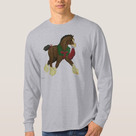 WeihnachtenClydesdale Pferdecolt-lange Hülse T T-Shirt (Vorderseite)