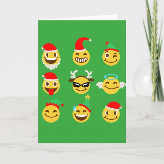 Weihnachtenemoji glückliche Gesichter Feiertagskarte (Vorderseite)
