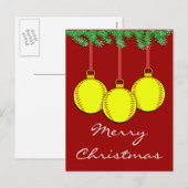 WeihnachtenFastpitch Softball-Postkarte Feiertagspostkarte (Vorne/Hinten)