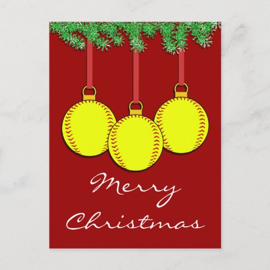 WeihnachtenFastpitch Softball-Postkarte Feiertagspostkarte (Vorderseite)