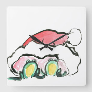 WeihnachtenFrong Verdopplung - Sumi-e Quadratische Wanduhr