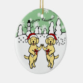 Weihnachtengelber Labradors Cartoon Keramikornament (Rechts)