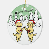 Weihnachtengelber Labradors Cartoon Keramikornament (Links)