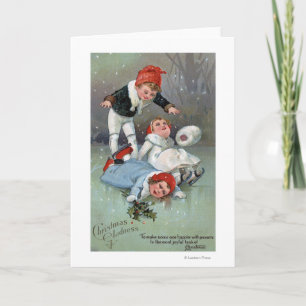 WeihnachtenGladnessIce Skaten-Kindereinsturz Feiertagskarte