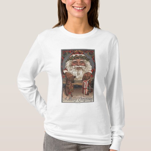 WeihnachtenGreetingBig Sankt Kopf T-Shirt (Vorderseite)
