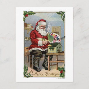 WeihnachtenGreetingSanta Malerei Feiertagspostkarte