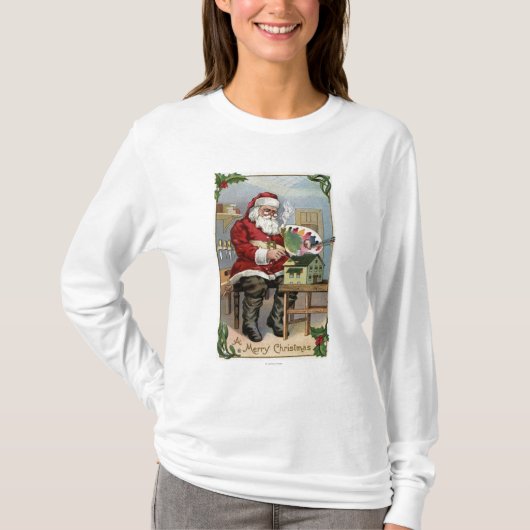 WeihnachtenGreetingSanta Malerei T-Shirt (Vorderseite)