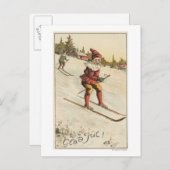 WeihnachtenGreetingSanta Skifahren Feiertagspostkarte (Vorne/Hinten)