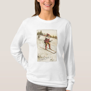 WeihnachtenGreetingSanta Skifahren T-Shirt