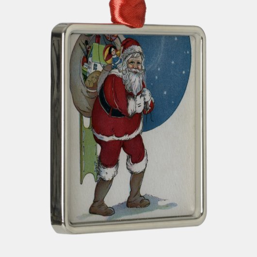 WeihnachtenGreetingSanta tragende Geschenke Silbernes Ornament (Rechts)