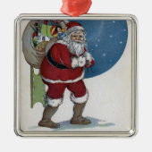 WeihnachtenGreetingSanta tragende Geschenke Silbernes Ornament (Vorne)