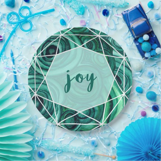 Weihnachtengrüne Geode | Freude Pappteller (Party)