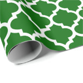 Weihnachtengrünes Quatrefoil Packpapier (Rolleneckpunkt)