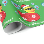 Weihnachtengummiducky im hawaiischen Shirt Aloha Geschenkpapier (Rolleneckpunkt)