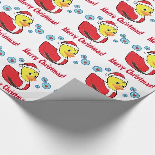 Weihnachtengummiducky in Sankt-Ausstattung Geschenkpapier (Ecke)