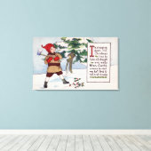 WeihnachtenJunge zerkleinern Weihnachtsbaum Leinwanddruck (Insitu (Holzboden))