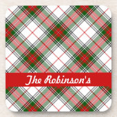 Weihnachtenkariertes ~ personalisiert getränkeuntersetzer (Vorderseite)