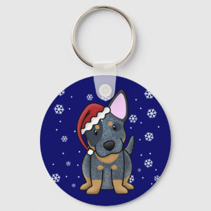 WeihnachtenKawaii Blau Heeler Schlüsselanhänger