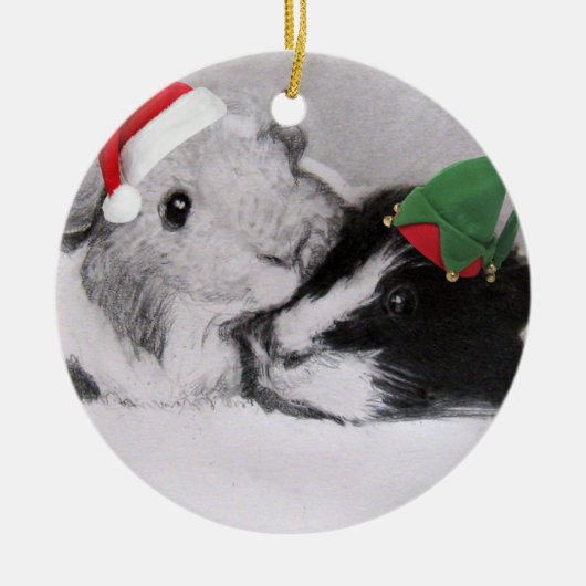 WeihnachtenPeegs Meerschweinchen Keramikornament (Vorne)