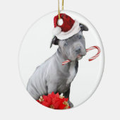 Weihnachtenpitbull Welpe Keramikornament (Links)