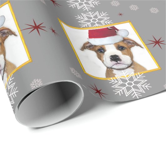 WeihnachtenPitbull Welpen-Packpapier Geschenkpapier (Rolleneckpunkt)