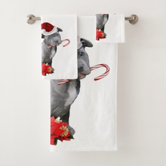 WeihnachtenPitbull Welpen-Set Badtücher Badhandtuch Set (Insitu)