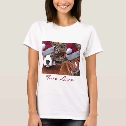 WeihnachtenPitbulls zwei der T - Shirt der (Vorderseite)