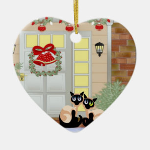 WeihnachtenSiames Katzen Keramikornament