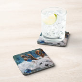 Weihnachtenwesthochland-Terriers blauer Westie Getränkeuntersetzer (Rechte Seite)