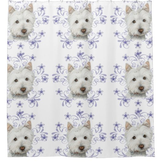 WeihnachtenWestie Hundekunst-Duschvorhang Duschvorhang (Vorderseite)