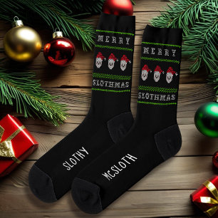 Weihnachtfaultier Frohe Weihnachten Lustige Weihna Socken