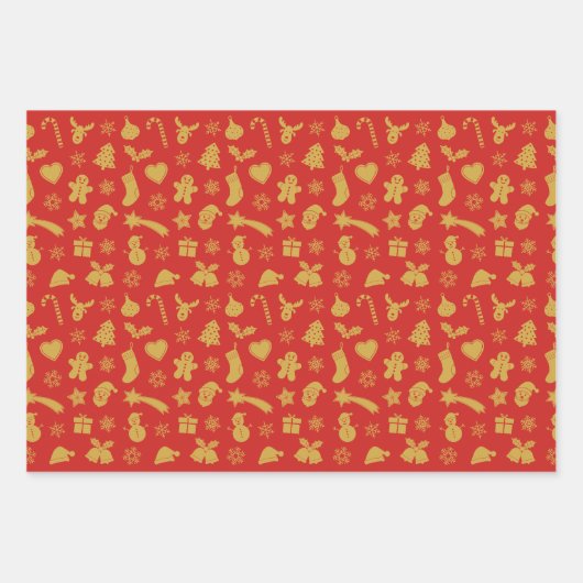 Weihnachtgold Geschenkpapier Set (Vorderseite)