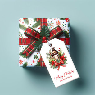 Weihnachtlich dekorierte Laterne Frohe Weihnachten Geschenkanhänger