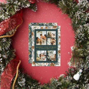 Weihnachtlich Elegantes Dunkelgrün Wasserfarben Bo Folien Feiertagskarte