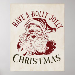 Weihnachtlich Fröhlicher Vintage Weihnachten Poster