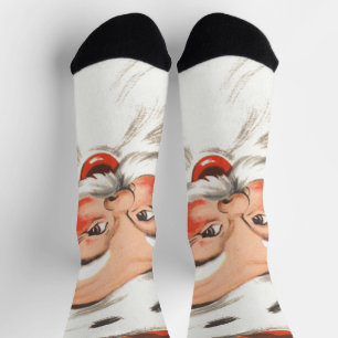 Weihnachtlich, fröhlicher Weihnachtsmann mit Läche Socken