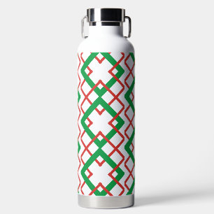 Weihnachtlich gemusterte rote und grüne Wasserflas Trinkflasche