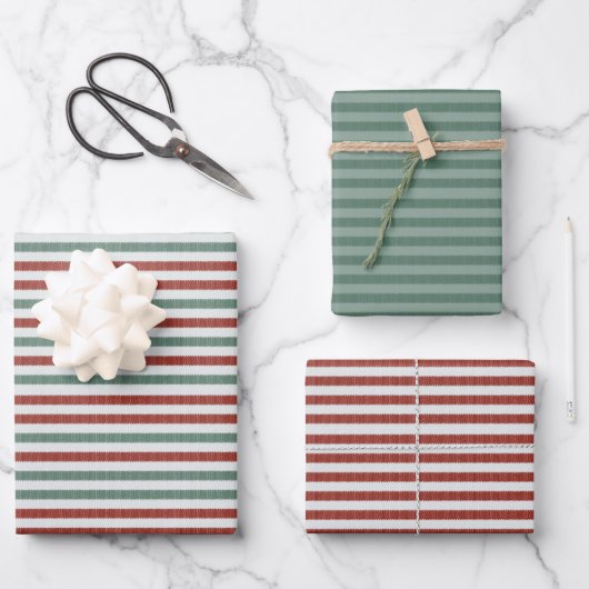 Weihnachtlich gestrickte Pulloverstreifen (rot und Geschenkpapier Set (Vorderseite)